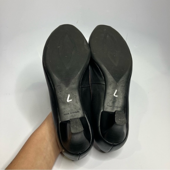 Nariana by GOLC vintage peep toe pumps black leather size 7 - Picture 5 of 7
